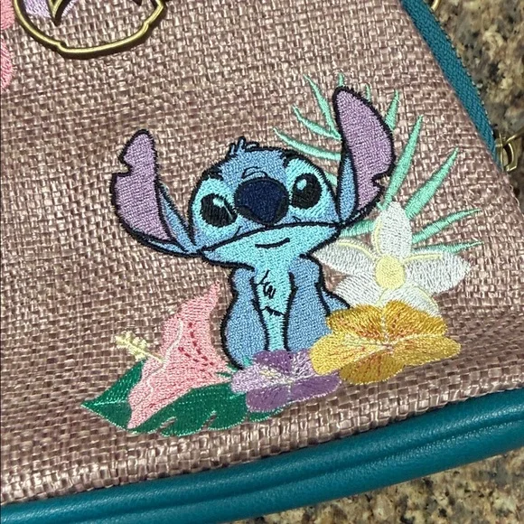 Stitch Crossbody Bag with Teal and Pink Accents - Picture 2 of 7